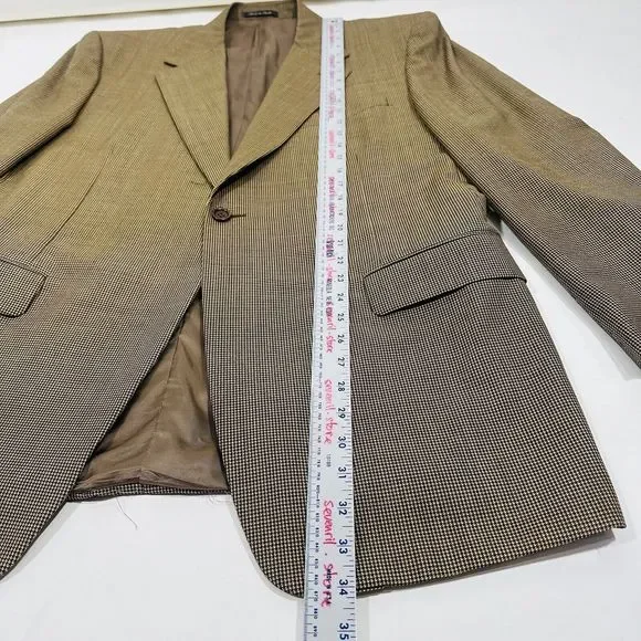 Canali Proposta Bernini Wool Blazer Sport Coat Jacket Hound Raven Brown 46R